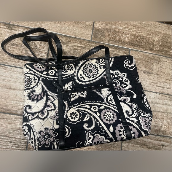 Vera Bradley Midnight Paisley Commuter Bag Tote Clean Zip & Pockets READ Trim - Picture 6 of 12